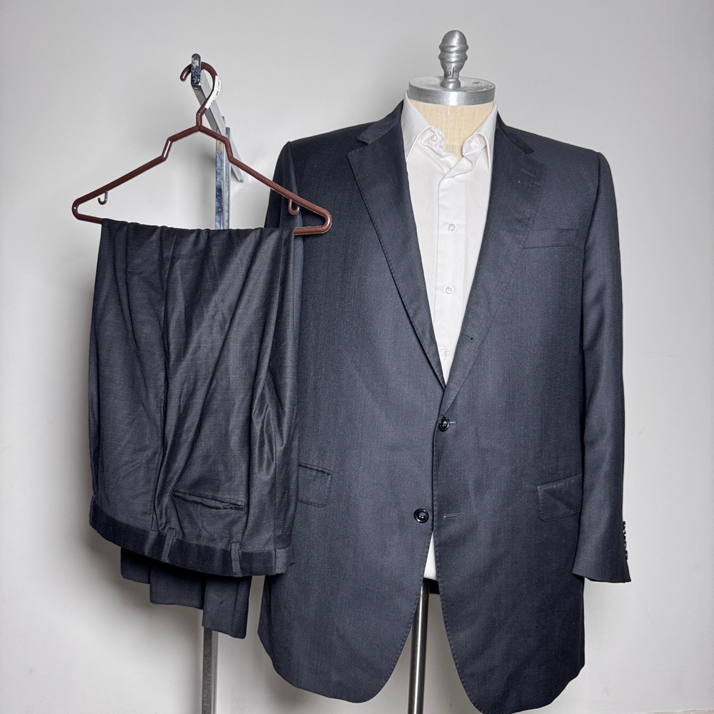 Samuelsohn Suit Mens 48XL 35x30.5 Charcoal Solid Super 110s Wool 2-Button Canada